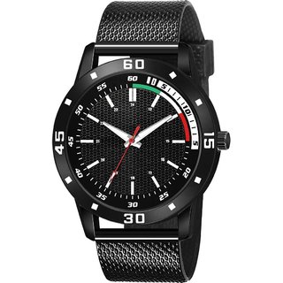                       HRV Men's Round Dial Black Strap Analog Watch                                              