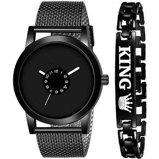                       HRV Men's Round Dial Black Strap Analog Watch                                              