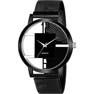                       HRV Men's Round Dial Black Strap Analog Watch                                              