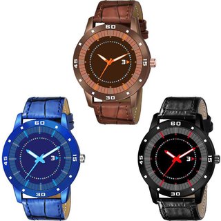                       HRV Men's Round Dial Multi Strap Analog Watch                                              