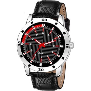                       HRV Men's Round Dial Black Strap Analog Watch                                              