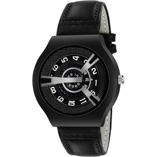                       HRV Men's Round Dial Black Strap Analog Watch                                              