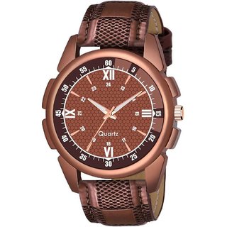                       HRV Men's Round Dial Brown Strap Analog Watch                                              