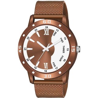                       HRV Men's Round Dial Brown Strap Analog Watch                                              