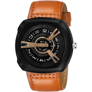                       HRV Men's Round Dial Black Strap Analog Watch                                              