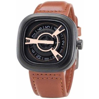                       HRV Men's Round Dial Black Strap Analog Watch                                              