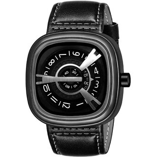                       HRV Men's Round Dial Black Strap Analog Watch                                              