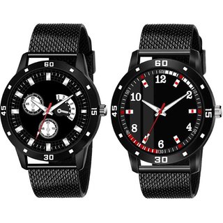                      HRV Men's Round Dial Black Strap Analog Watch                                              