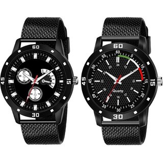                       HRV Men's Round Dial Black Strap Analog Watch                                              