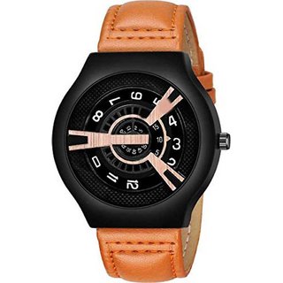                       HRV Men's Round Dial Black Strap Analog Watch                                              