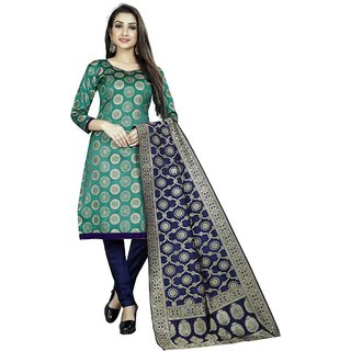                       BLANCORA Women's Brocade Self Design Unstitched Salwar Suit Dress Material                                              