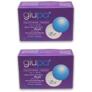                       Glupa Skin Solution Plus Face And Body Whitening Bar (Pack of 2, 135g Each)                                              