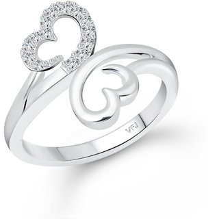                       Vighnaharta Modish Double Heart (CZ) Rhodium Plated  Ring                                              