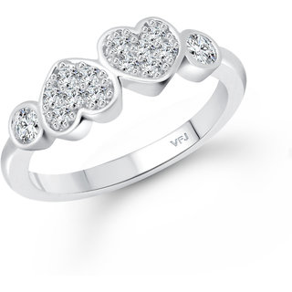                       Vighnaharta Couple Heart (CZ) Rhodium Plated  Ring                                              