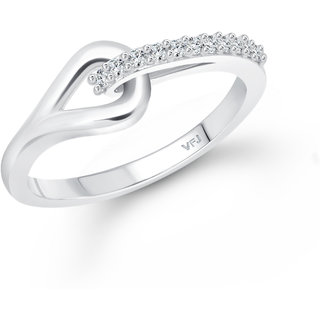                       Vighnaharta Floral (CZ) Rhodium Plated  Ring                                              