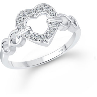                       Vighnaharta Silver Plated Classic Proposal Heart  Ring for Women Girls Valentine Gift                                              