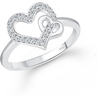                       Vighnaharta Incredible Heart Rhodium Plated  CZ Ring  for Women                                              