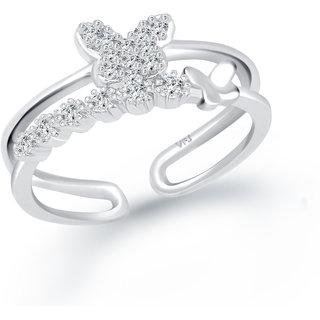                       Vighnaharta Butterfly CZ Gold and Rhodium Plated Alloy adjustable Finger Ring                                              
