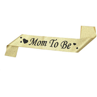                       Hippity Hop Mom to Be Sash Gold with Beautiful Print Ideal Baby Shower Welcome Baby Mom to Be or Baby Sprinkle Gift                                              