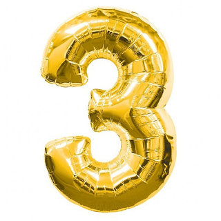                       Hippity Hop Numbers Foil Balloon 16 Inch 3 Number Pack of one Unit Gold                                              