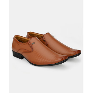                       Kwiclo Men's Formal Slip-On Shoe Tan                                              