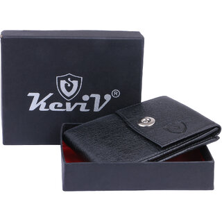                       Keviv Mens Artificial Leather Wallet with button lock and multiple card slots                                              