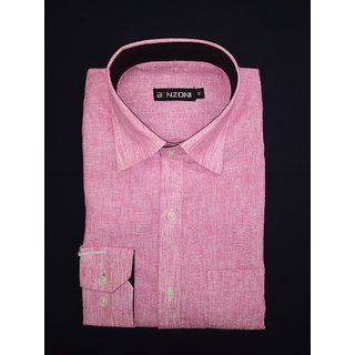 Benzoni men solid formal Pink shirt