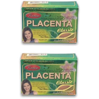                       Renew Placenta Classic With Double-Acting-Anti Aging  Skin Whitening Soap (Pack Of 2, 135g Each)                                              