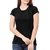 Solid Women Round Neck Black T-shirt