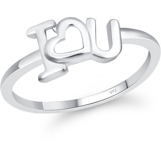                       Vighnaharta Initial I LOVE YOU  (CZ) Rhodium Plated Ring For Girls [VFJ1627FRR7]                                              