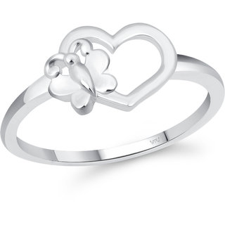                       Vighnaharta Cute Butterfly Heart CZ Rhodium Plated Ring for Women  [VFJ1631FRR7]                                              