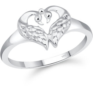                       Vighnaharta Cute Mayur Heart CZ Rhodium Plated Ring for Women  [VFJ1632FRR7]                                              