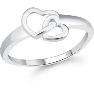                       Vighnaharta Cute Double Heart CZ Rhodium Plated Ring for Women  [VFJ1633FRR7]                                              