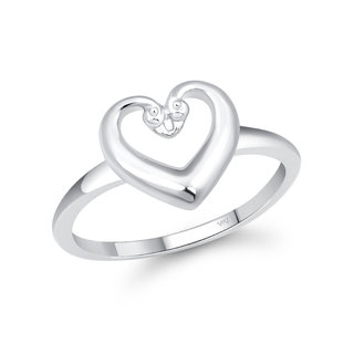                       Vighnaharta Cute  Heart CZ Rhodium Plated Ring for Women  [VFJ1634FRR7]                                              