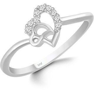                       Vighnaharta Diamond studded Cute  Heart CZ Rhodium Plated Ring for Women  [VFJ1635FRR7]                                              