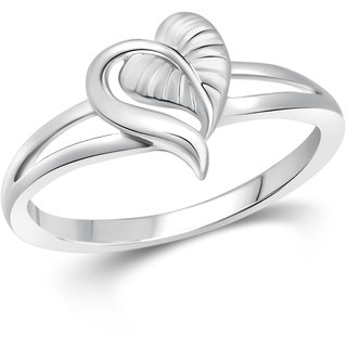                       Vighnaharta Cute Leafy  Heart CZ Rhodium Plated Ring for Women  [VFJ1636FRR7]                                              