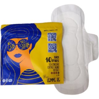                       Lemme Be Heavy Flow Day Sanitary Pads I 10 Day Pads 100 Cotton Certified Biodegradable                                              
