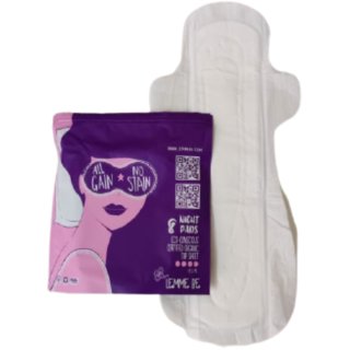                      Lemme Be Heavy Flow Night Sanitary Pads I 8 Night Pads 100 Cotton Certified Biodegradable                                              
