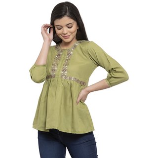 Embroidered Green Top