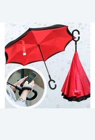 Double Layer Inverted Umbrella - Reversible Umbrella with C-Shaped Handle