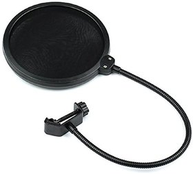 Professional Double Layer Mic Studio Pop Filter for Condenser Microphone Wind Screen/360  Flexible Gooseneck Holder, Pr