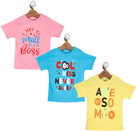 STYLE VALLEY Combo Kids Baby Boy  Baby Girls Printed Round Neck Multicolor T Shirt (Pack of 3)