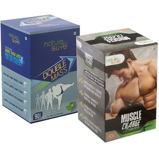 Nature Sure Double Mass and Muscle Charge Tablets for Body Mass and Muscle Strength - 1 Pack Each