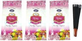 Adhvik Zipper Pack of 3 (140 Gram) Pure Rose Fragrance Scented More Premium Incense Sticks Agarbattis