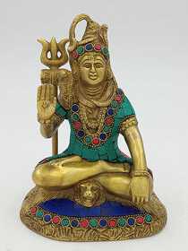 Arihant Craft Hindu God Shiva Idol Lord Shiva Statue Sculpture Stone Hand Work Showpiece  17.5 cm (Brass, Multicolour)