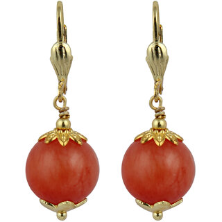                       Pearlz Ocean Dyed Quartzite Gemstone Beads Earrings For Women - Orange                                              