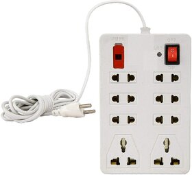 Multi Pin White Extension Board 8 Socket 1 Switches
