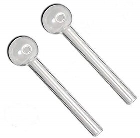 Farman Handicraft 5 Inch Glass Oil Burner Pipe Transparent, 5 Inch (White) -Pack of 2