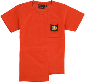Danaboi Boy's Rust Pure Cotton Solid T-shirt