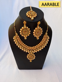 AARABLE Alloy Metal Gold-plated Jewel Set  (Gold )